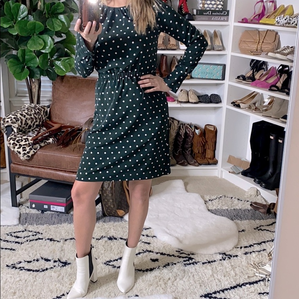 H&M green polka dot dress
